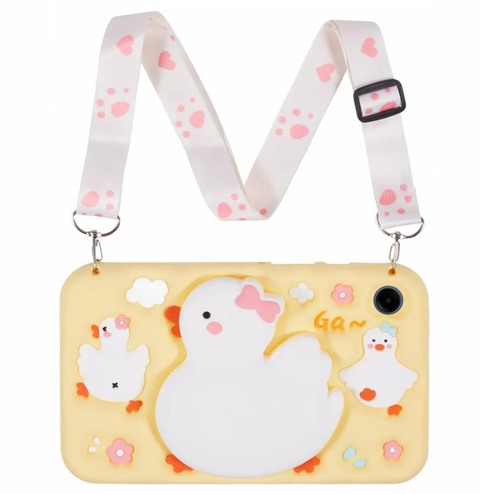 For Samsung Galaxy Tab A11 / A9 Silicone Tablet Case 3D Duck Pattern Design Protective Cover with Shoulder Strap - 2
