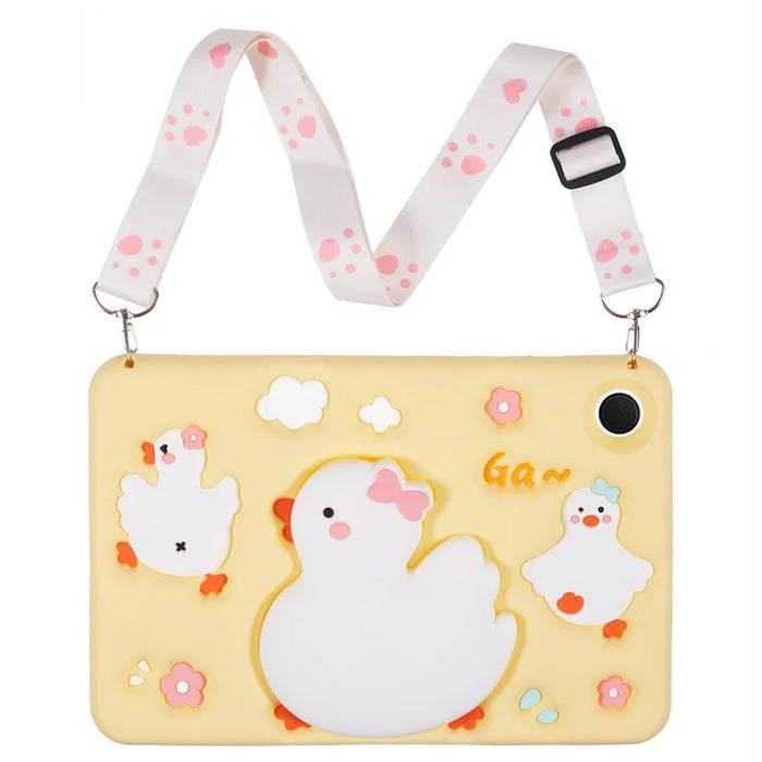 For Samsung Galaxy Tab A8 10.5 (2021) / X205 Silicone Tablet Case 3D Duck Pattern Design Protective Cover with Shoulder Strap - 2