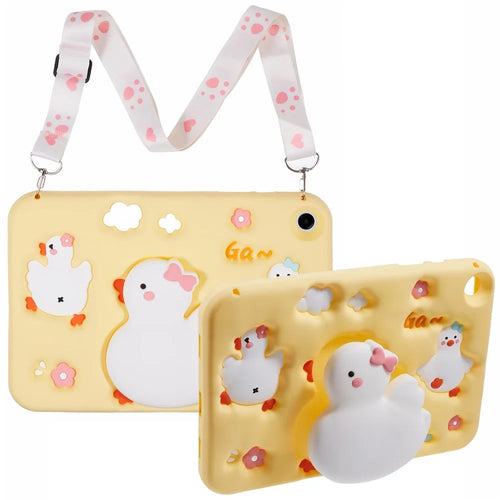 For Samsung Galaxy Tab A11+ / A9+ Silicone Tablet Case 3D Duck Pattern Design Protective Cover with Shoulder Strap - 1