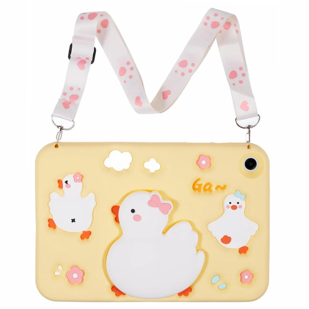 For Samsung Galaxy Tab A11+ / A9+ Silicone Tablet Case 3D Duck Pattern Design Protective Cover with Shoulder Strap - 2