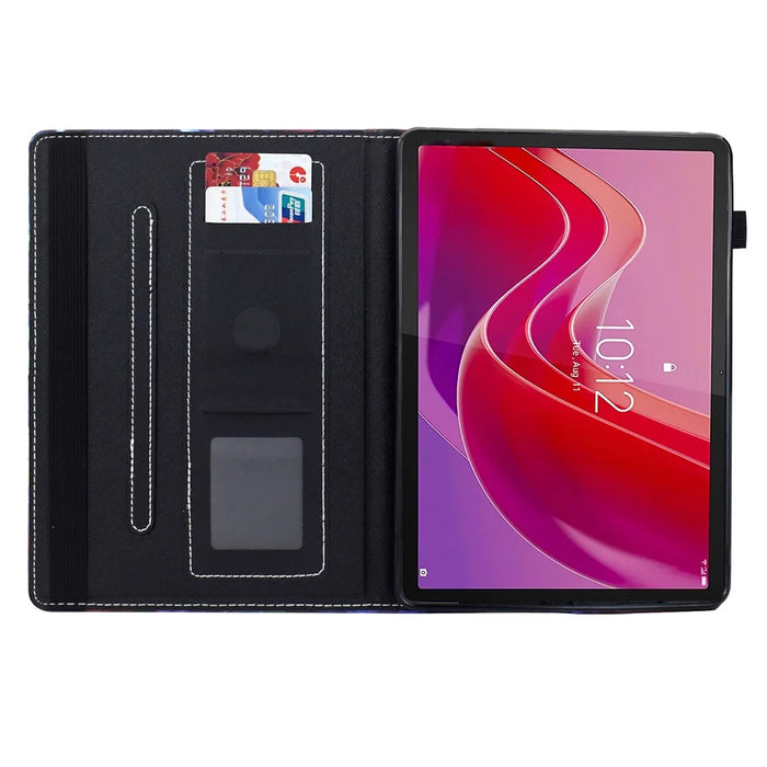 For Lenovo Tab M11 / Xiaoxin Pad 11 2024 Case Pattern Printing Card Holder Leather Tablet Stand Cover - Flowers and Butterflies - 3