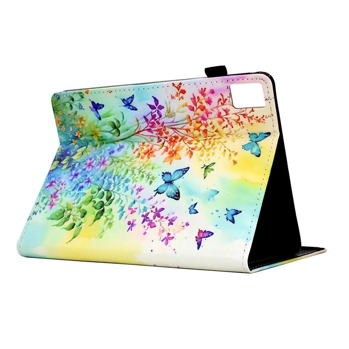 For Lenovo Tab M11 / Xiaoxin Pad 11 2024 Case Pattern Printing Card Holder Leather Tablet Stand Cover - Flowers and Butterflies - 6