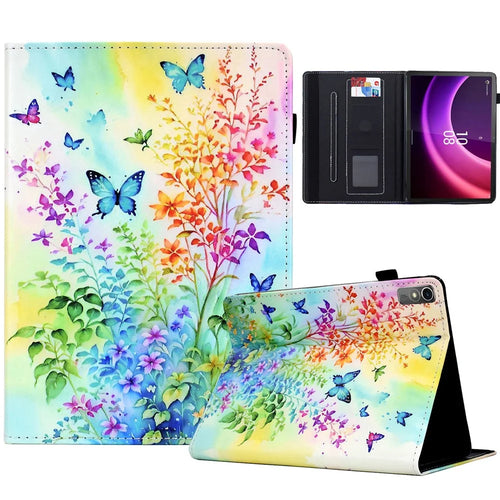 For Lenovo Tab P11 Gen 2 TB-350 / Xiaoxin Pad Plus (2023) Case Pattern Printing Card Holder Leather Tablet Stand Cover - Flowers and Butterflies - 1