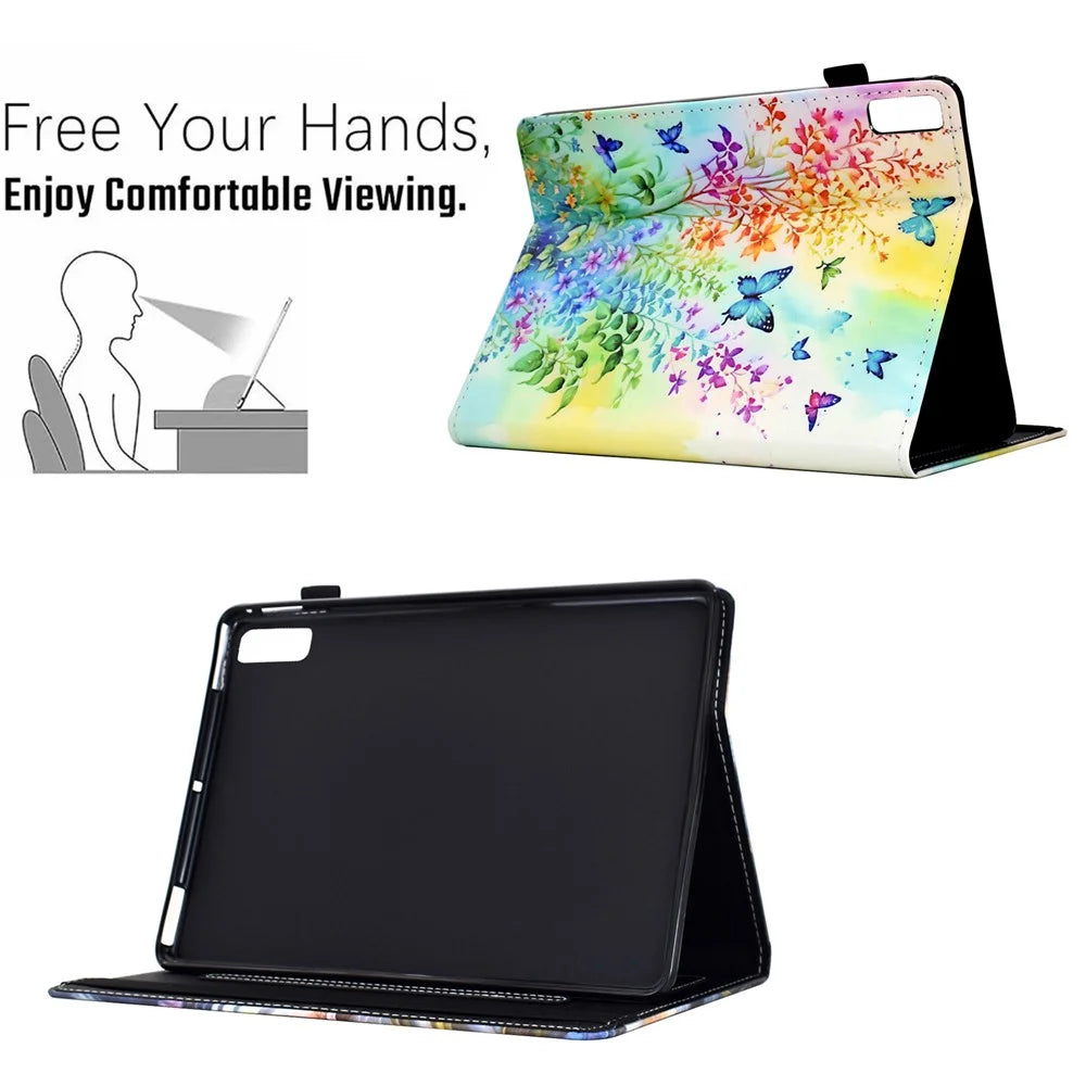 For Lenovo Tab P11 Gen 2 TB-350 / Xiaoxin Pad Plus (2023) Case Pattern Printing Card Holder Leather Tablet Stand Cover - Flowers and Butterflies - 5