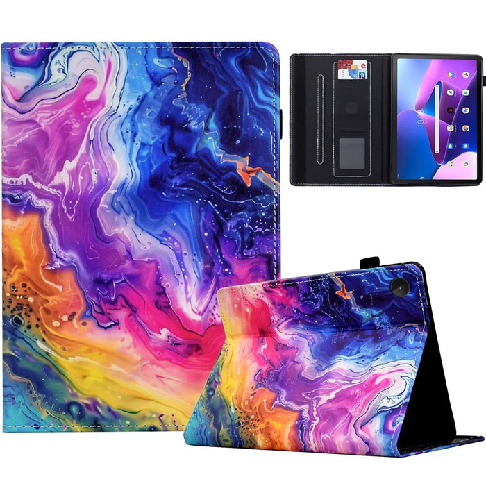 For Lenovo Tab M10 (Gen 3) Case Pattern Printing Card Holder Leather Tablet Stand Cover - Marble Pattern - 1