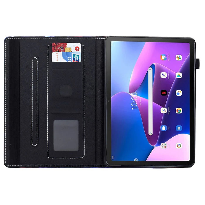 For Lenovo Tab M10 (Gen 3) Case Pattern Printing Card Holder Leather Tablet Stand Cover - Marble Pattern - 2