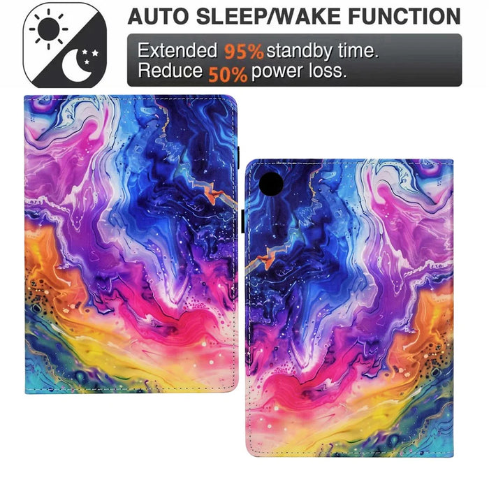 For Lenovo Tab M10 (Gen 3) Case Pattern Printing Card Holder Leather Tablet Stand Cover - Marble Pattern - 4