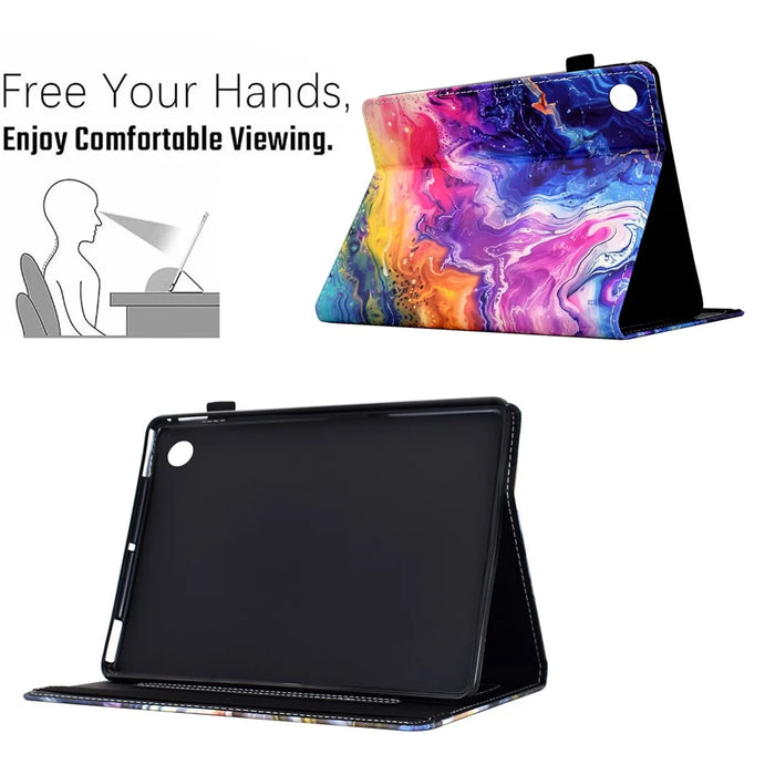 For Lenovo Tab M10 (Gen 3) Case Pattern Printing Card Holder Leather Tablet Stand Cover - Marble Pattern - 5