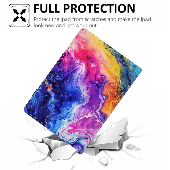 For Lenovo Tab M10 (Gen 3) Case Pattern Printing Card Holder Leather Tablet Stand Cover - Marble Pattern - 7