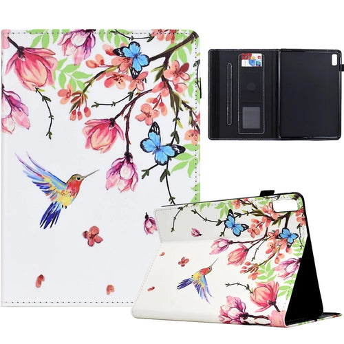 For Lenovo Tab M9 TB-310FU Case Pattern Printing Tablet Cover Shockproof Leather Card Holder Stand Case - Flowers And Birds - 1