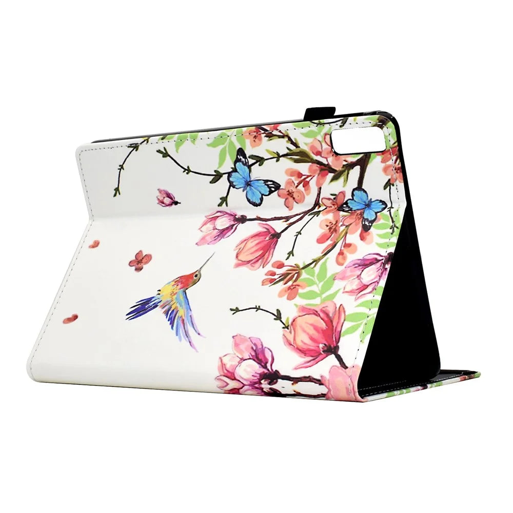 For Lenovo Tab M9 TB-310FU Case Pattern Printing Tablet Cover Shockproof Leather Card Holder Stand Case - Flowers And Birds - 2