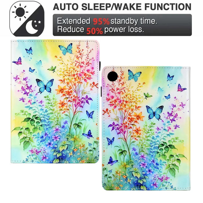 For Samsung Galaxy Tab A9+ Case Pattern Printing Tablet Cover Shockproof Leather Card Holder Stand Case - Flowers And Butterflies - 5