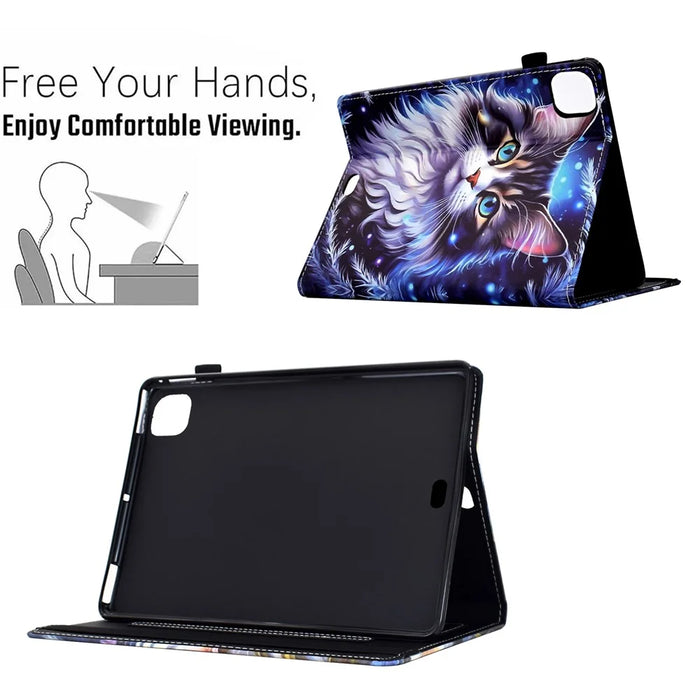 Tablet Case for iPad Air 11 (2026) / (2025) / (2024) / iPad Pro 11 (2022) / (2020) / Air (2022) / (2020) Pattern Printing Cover Card Holder - Cat - 6