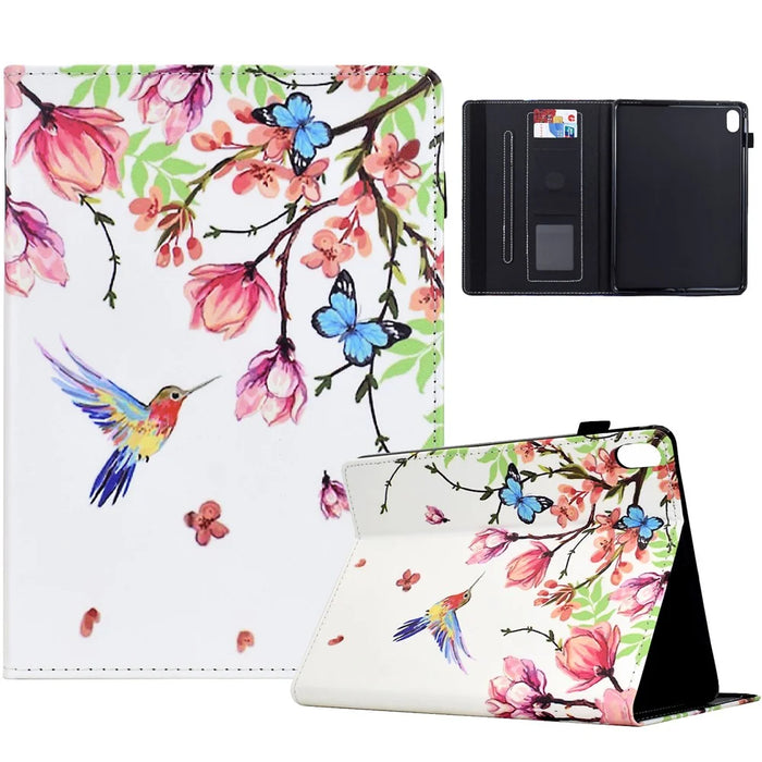 For iPad (2025) / 10.9 (2022) Case Pattern Printing Tablet Cover Shockproof Leather Card Holder Stand Case - Flowers And Birds - 1