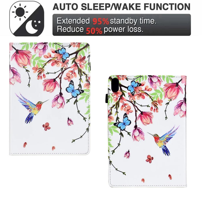 For iPad (2025) / 10.9 (2022) Case Pattern Printing Tablet Cover Shockproof Leather Card Holder Stand Case - Flowers And Birds - 5