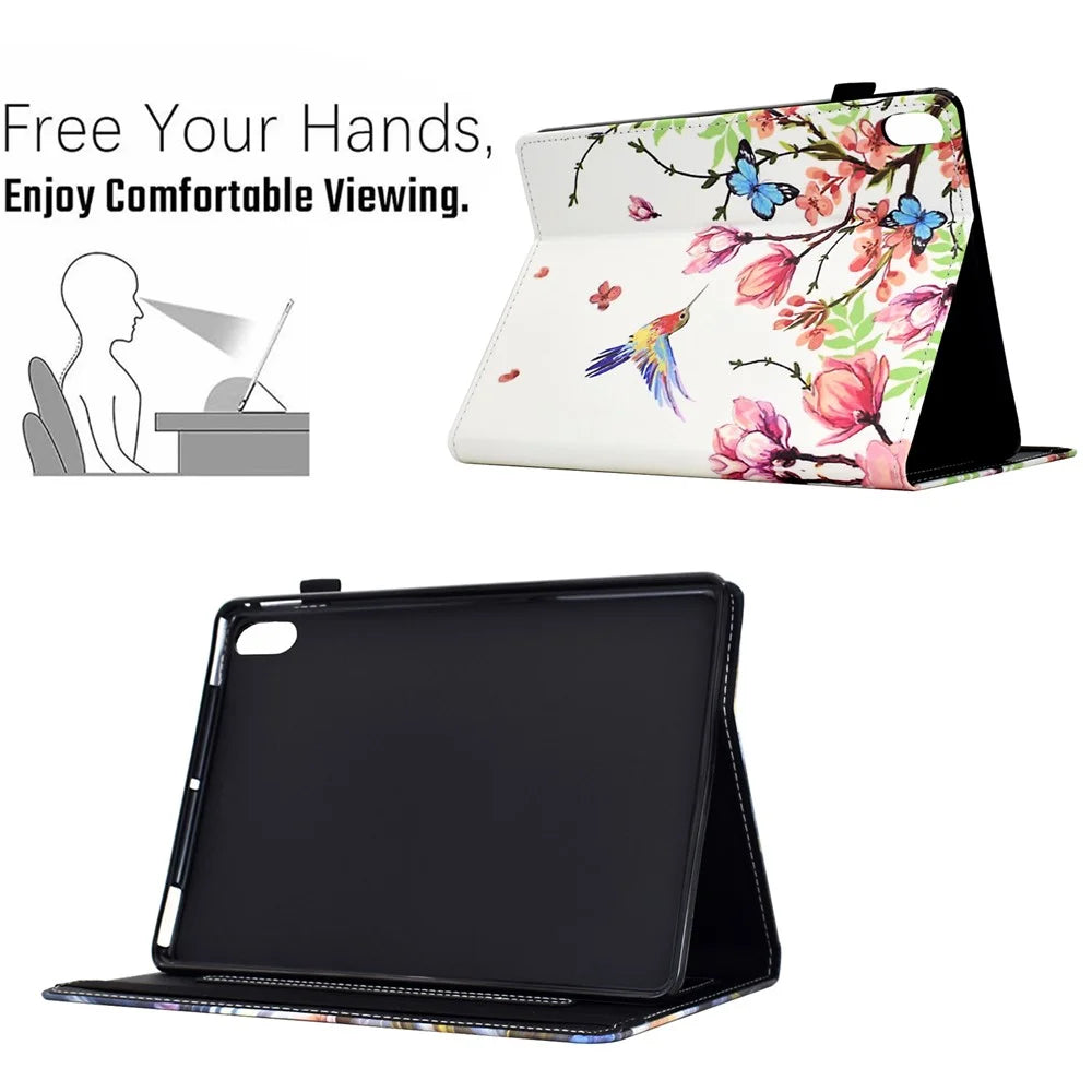 For iPad (2025) / 10.9 (2022) Case Pattern Printing Tablet Cover Shockproof Leather Card Holder Stand Case - Flowers And Birds - 6