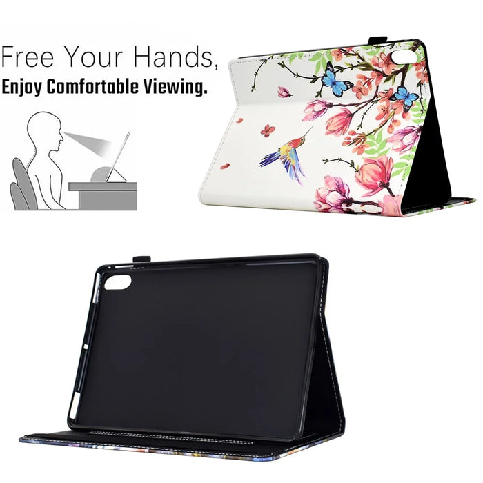 For iPad (2025) / 10.9 (2022) Case Pattern Printing Tablet Cover Shockproof Leather Card Holder Stand Case - Flowers And Birds - 6