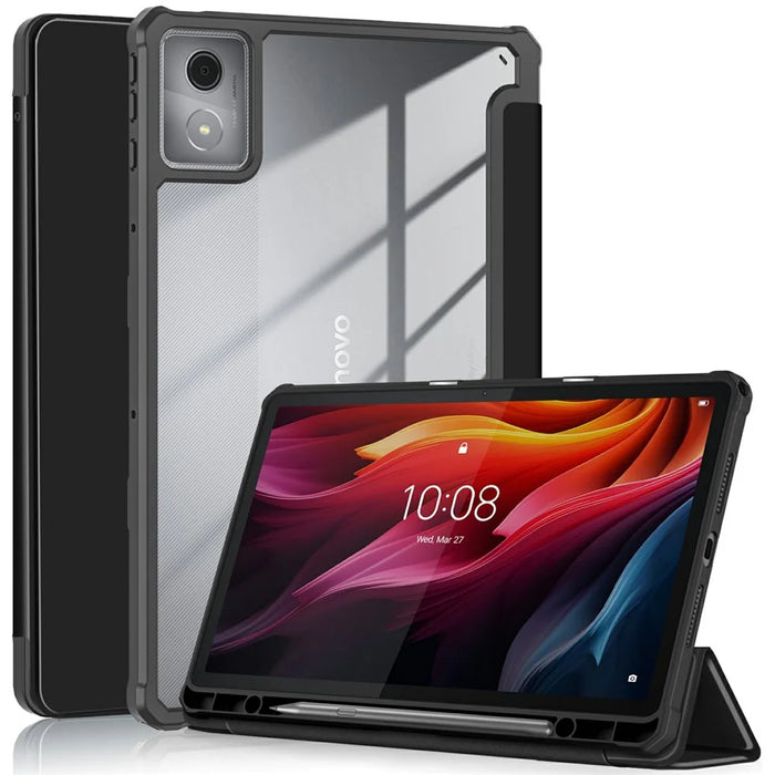 For Lenovo Tab K11 Plus TB230XC Case Auto Sleep / Wake PU Leather Flip Tablet Cover Triple-Fold Stand - Black - 1