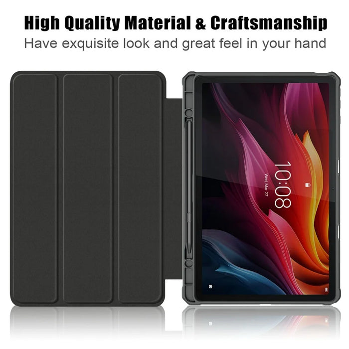 For Lenovo Tab K11 Plus TB230XC Case Auto Sleep / Wake PU Leather Flip Tablet Cover Triple-Fold Stand - Black - 3