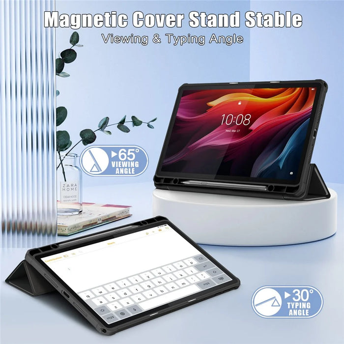 For Lenovo Tab K11 Plus TB230XC Case Auto Sleep / Wake PU Leather Flip Tablet Cover Triple-Fold Stand - Black - 4