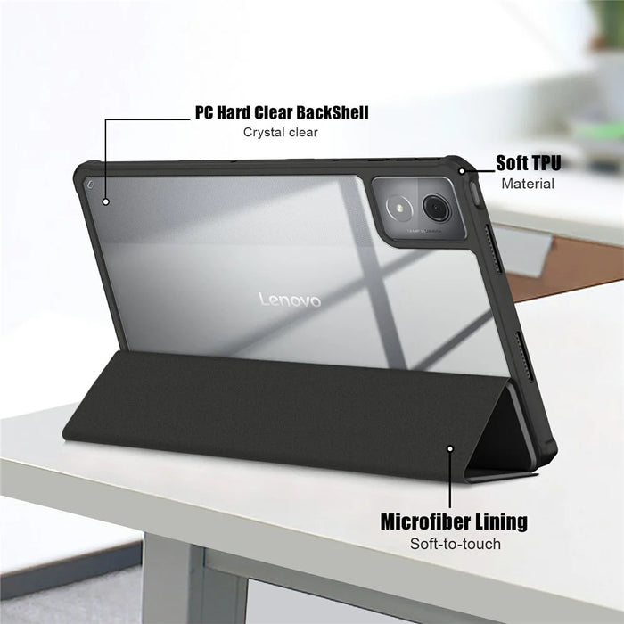 For Lenovo Tab K11 Plus TB230XC Case Auto Sleep / Wake PU Leather Flip Tablet Cover Triple-Fold Stand - Black - 6