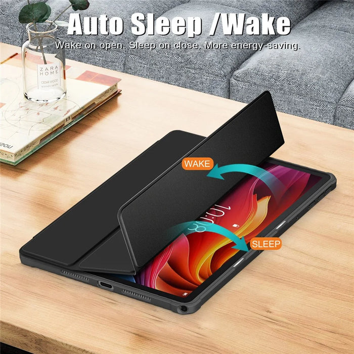 For Lenovo Tab K11 Plus TB230XC Case Auto Sleep / Wake PU Leather Flip Tablet Cover Triple-Fold Stand - Black - 7