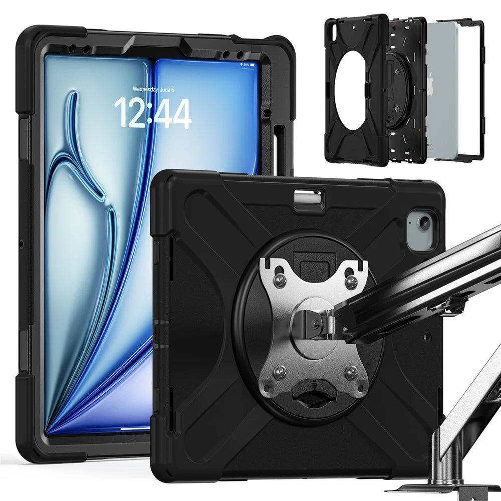 For iPad Air 13 (2026) / (2025) / (2024) / Pro 12.9 (2022) / (2021) / (2020) / (2018) Case Kickstand PC+Silicone Tablet Cover - 3