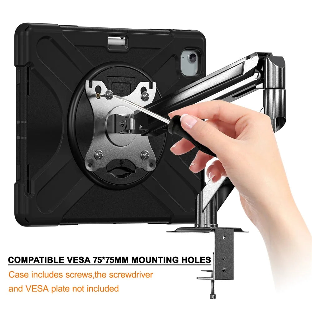 For iPad Air 13 (2026) / (2025) / (2024) / Pro 12.9 (2022) / (2021) / (2020) / (2018) Case Kickstand PC+Silicone Tablet Cover - 4