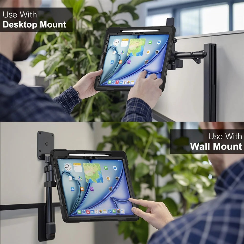 For iPad Air 13 (2026) / (2025) / (2024) / Pro 12.9 (2022) / (2021) / (2020) / (2018) Case Kickstand PC+Silicone Tablet Cover - 7