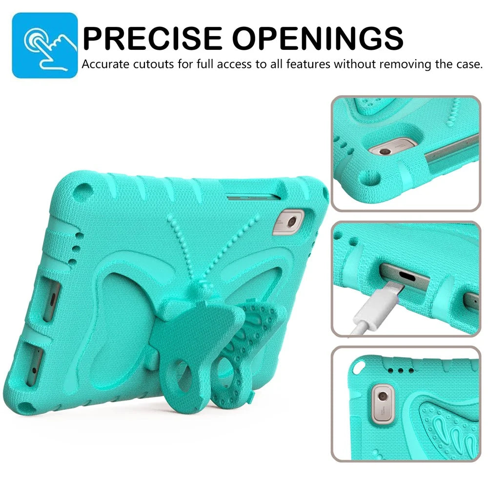 For Lenovo Tab M9 TB-310FU Case Butterfly Kickstand EVA Tablet Cover with Shoulder Strap - Mint Green - 2