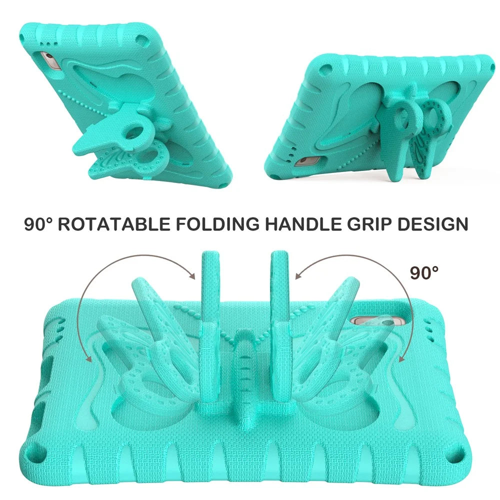 For Lenovo Tab M9 TB-310FU Case Butterfly Kickstand EVA Tablet Cover with Shoulder Strap - Mint Green - 4