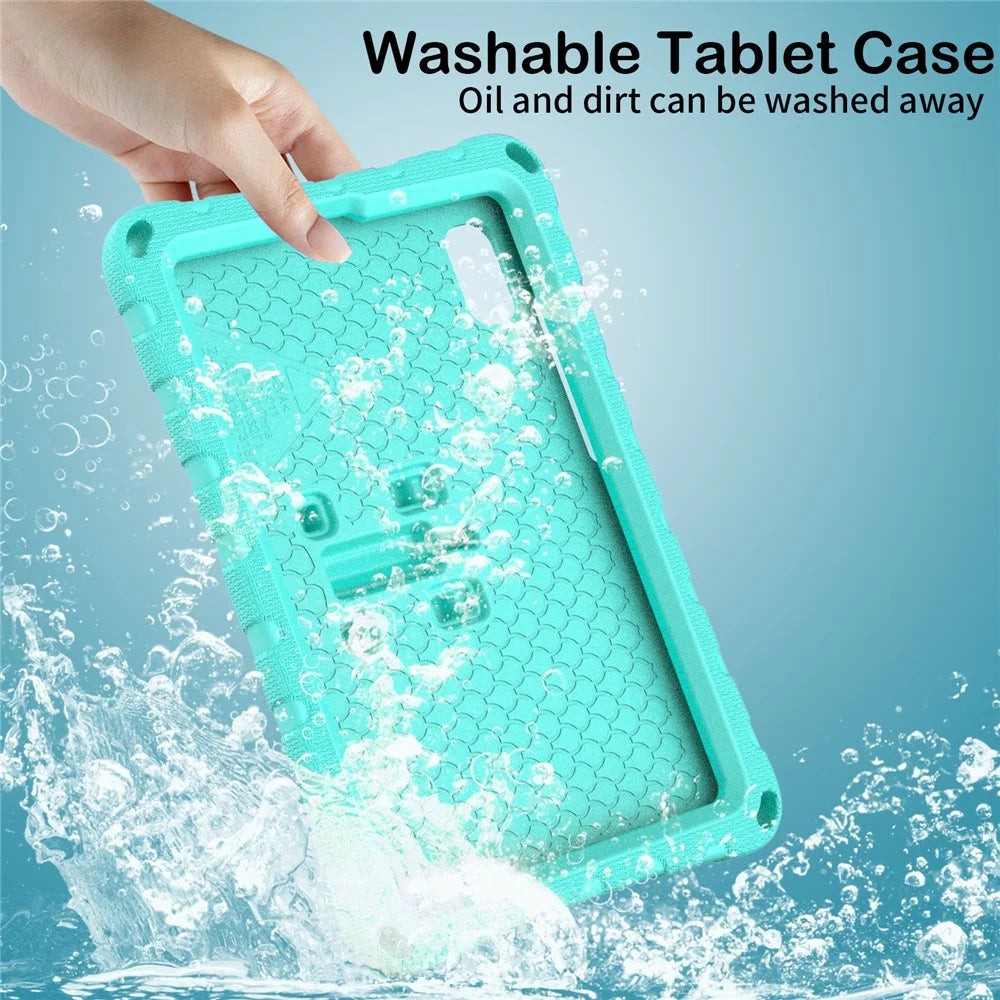 For Lenovo Tab M9 TB-310FU Case Butterfly Kickstand EVA Tablet Cover with Shoulder Strap - Mint Green - 5