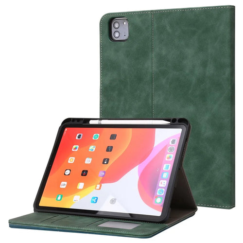 For iPad Air 11 (2026) / (2025) / (2024) / Air (2022) / (2020) / iPad Pro 11 (2021) / (2020) / (2018) / (2022) PU Leather Wallet Tablet Cover - Green - 1