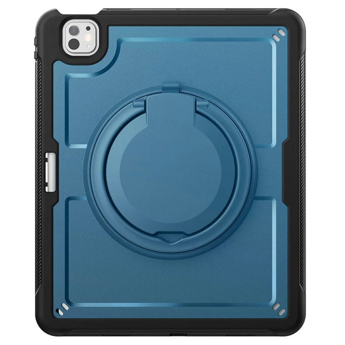 For iPad Pro 13 (2025) / 13 (2024) Case with Pencil Slot Rotating Kickstand PC+TPU Shockproof Tablet Cover - Navy Blue - 2