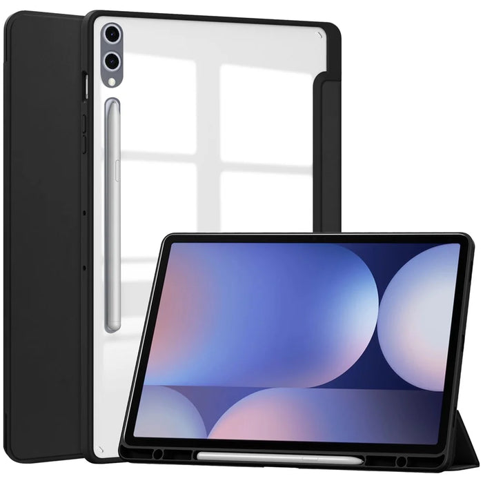 For Samsung Galaxy Tab S10+ Case Clear Acrylic Leather Tablet Cover Support Auto Sleep  /  Wake - Black - 1