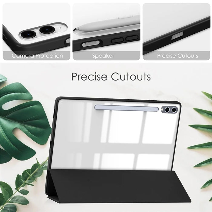 For Samsung Galaxy Tab S10+ Case Clear Acrylic Leather Tablet Cover Support Auto Sleep  /  Wake - Black - 4