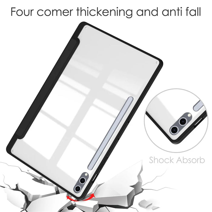 For Samsung Galaxy Tab S10+ Case Clear Acrylic Leather Tablet Cover Support Auto Sleep  /  Wake - Black - 6