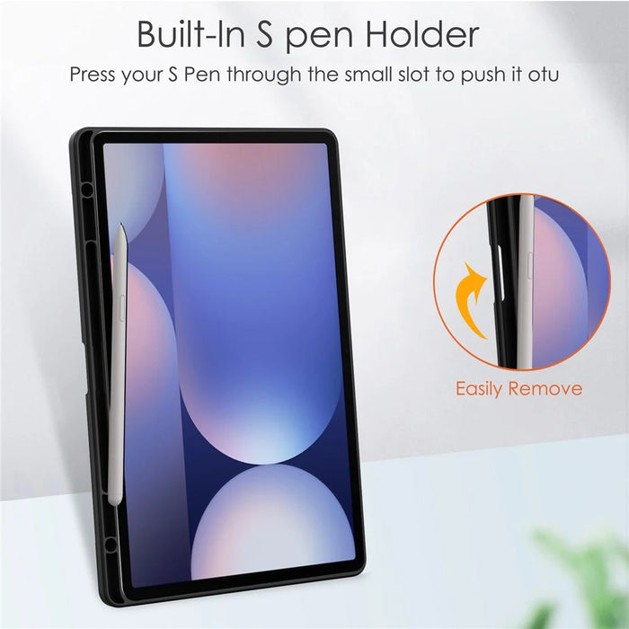 For Samsung Galaxy Tab S10+ Case Clear Acrylic Leather Tablet Cover Support Auto Sleep  /  Wake - Black - 7