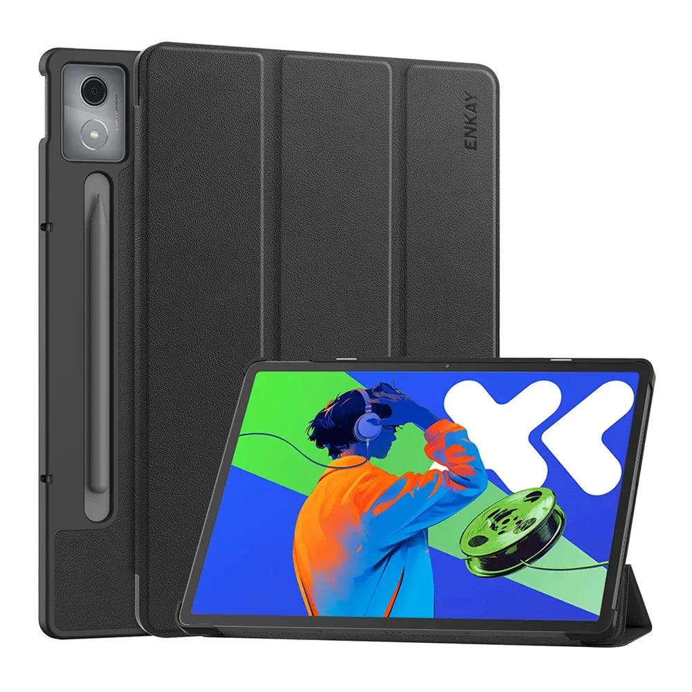 ENKAY HAT PRINCE For Lenovo Xiaoxin Pad Pro 12.7 (2025) Trifold Stand Cover   PU Leather+PC Tablet Case with Auto Wake / Sleep - Black - 1