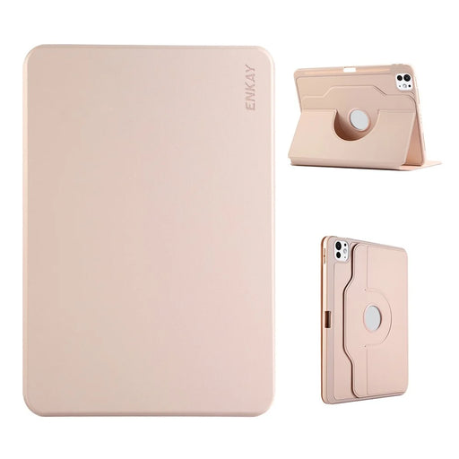 ENKAY For iPad Pro 13 (2025) / 13 (2024)  HAT PRINCE Stand Case TPU+PU Auto Wake / Sleep 360 Degree Rotation Tablet Cover - Pink - 1