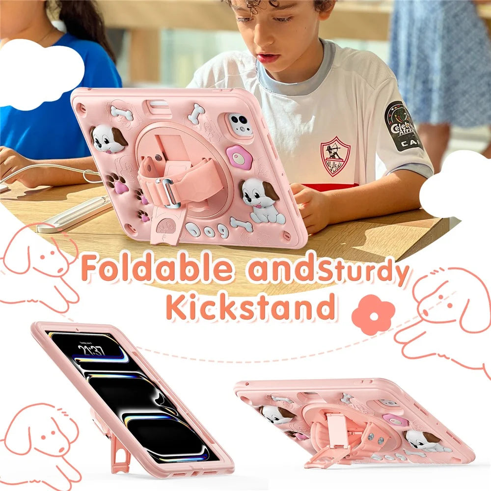 For iPad Pro 11 (2025) / 11 (2024) Case Kickstand Cute Dog PC+Silicone+TPU Tablet Cover - 2