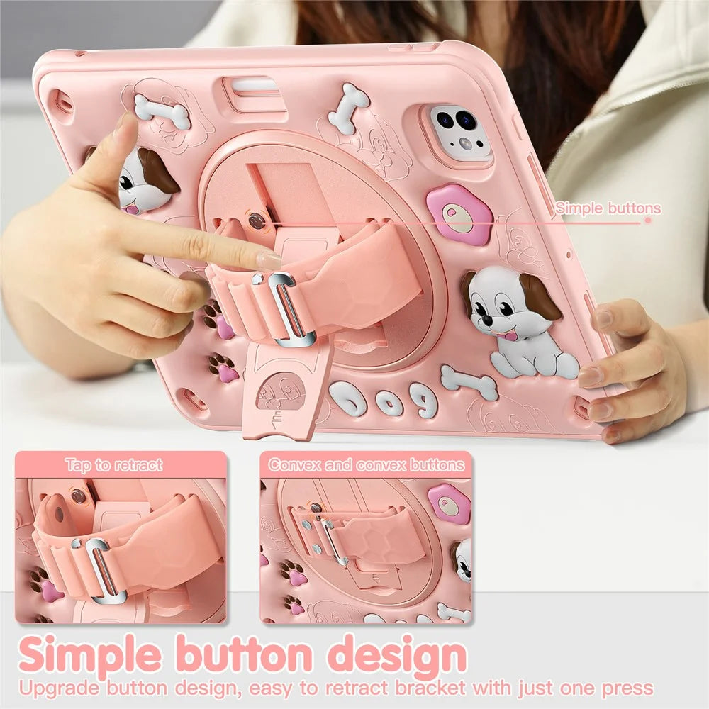 For iPad Pro 11 (2025) / 11 (2024) Case Kickstand Cute Dog PC+Silicone+TPU Tablet Cover - 3