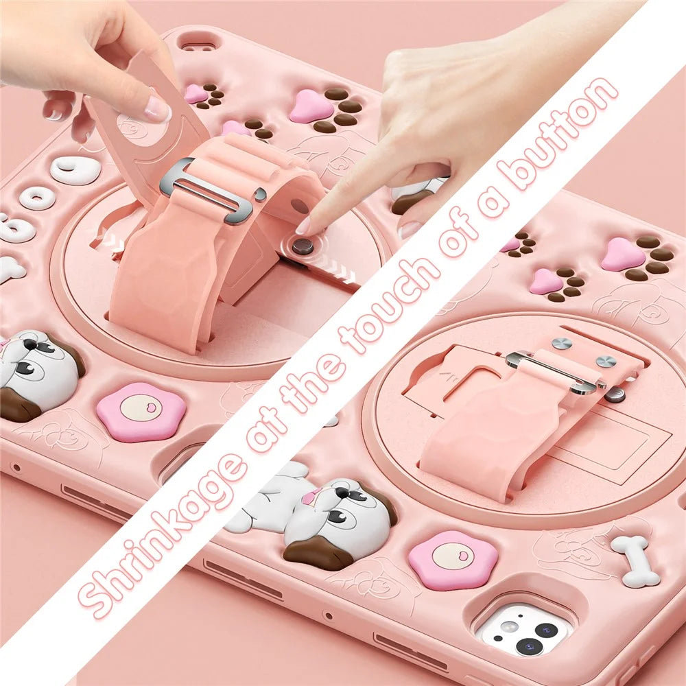 For iPad Pro 11 (2025) / 11 (2024) Case Kickstand Cute Dog PC+Silicone+TPU Tablet Cover - 5