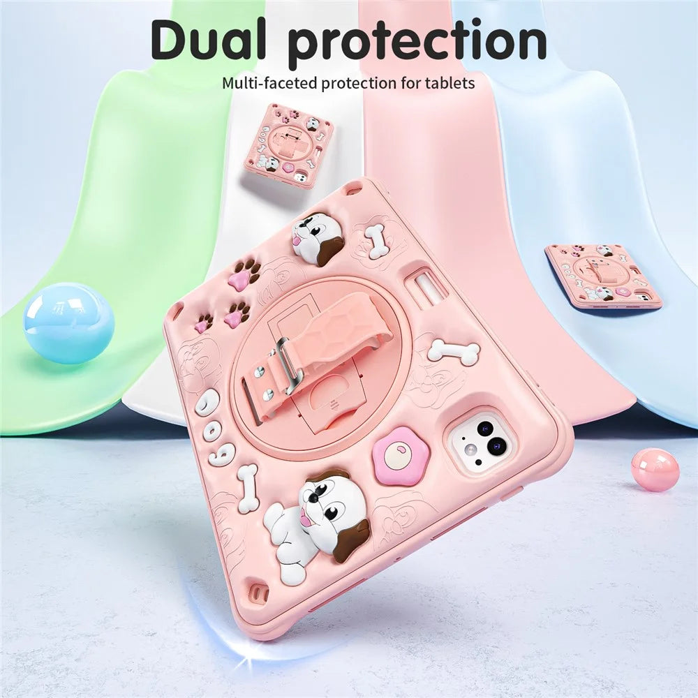 For iPad Pro 11 (2025) / 11 (2024) Case Kickstand Cute Dog PC+Silicone+TPU Tablet Cover - 6