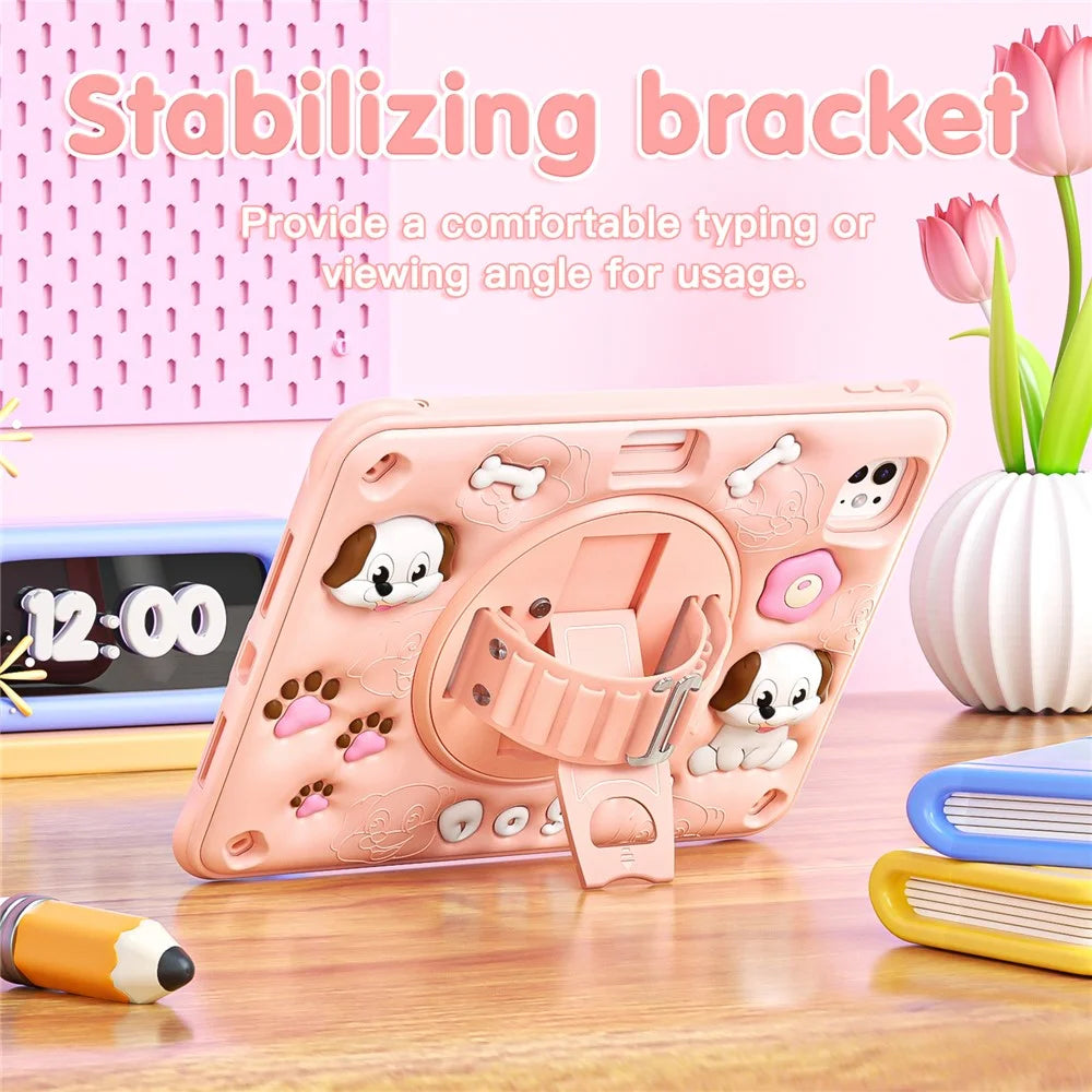 For iPad Pro 11 (2025) / 11 (2024) Case Kickstand Cute Dog PC+Silicone+TPU Tablet Cover - 7