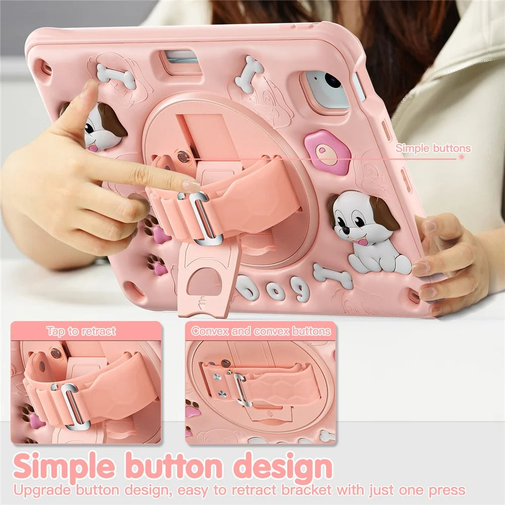 For iPad Air 11 (2025) / (2024) / Air (2022) / (2020) / Pro 11 (2022) / (2021) / (2020) / (2018) Case Kickstand Cute Dog Cover - 4