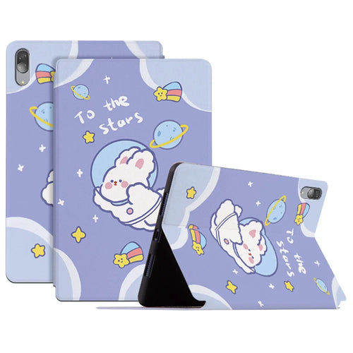 For Lenovo Pad Pro 11.5-inch Protective Case with Auto Wake/Sleep Cartoon Pattern Printed PU Leather Cover Tablet Stand Case - Space Rabbit - 1