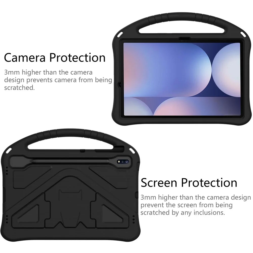 For Samsung Galaxy Tab S10+ Case EVA Tablet Cover with Handle Kickstand Children Friendly - Black - 5
