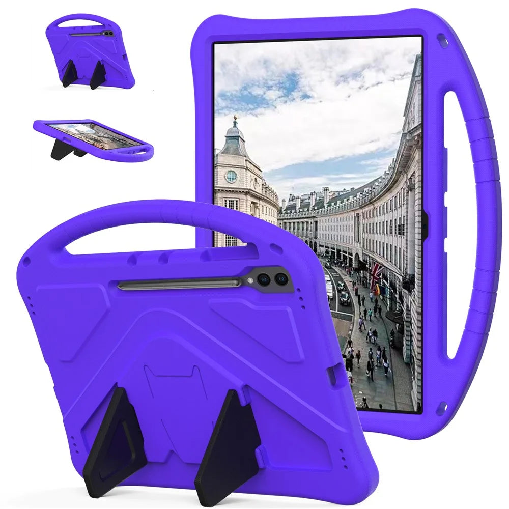 For Samsung Galaxy Tab S10 Ultra Case EVA Tablet Cover with Handle Kickstand Children Friendly - Purple - 1