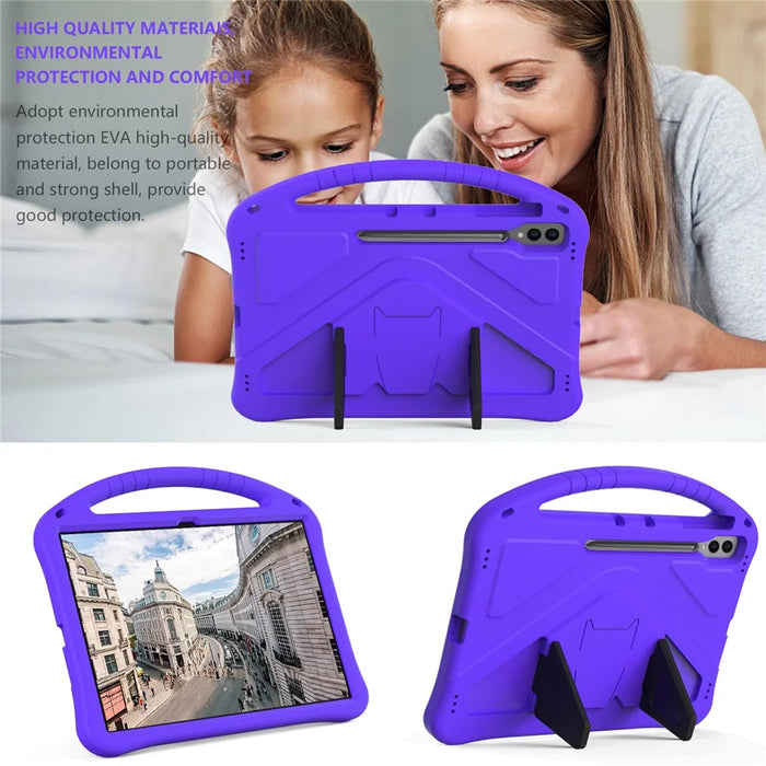 For Samsung Galaxy Tab S10 Ultra Case EVA Tablet Cover with Handle Kickstand Children Friendly - Purple - 4